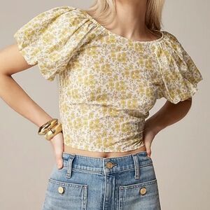 NWT J.Crew Fitted Puff-Sleeve Top In Liberty Chapel Fabric